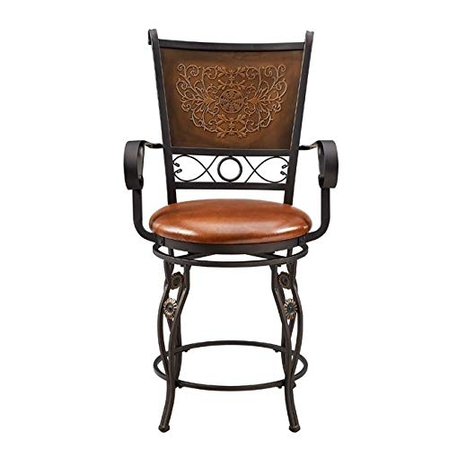 Counter Stool with Arms Brown Modern Contemporary Traditional Metal Bronze - Diamond Home USA