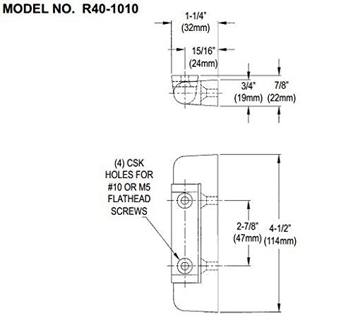 Component Hardware R40 Series Reversible Edgemount Polished chrome Finish - Diamond Home USA