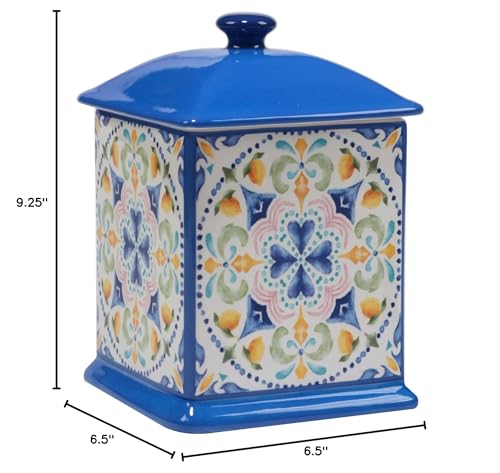 Lemonade 3 Piece Canister Set 64 Oz 82 96 Oz. Blue Multi Color Floral Ceramic - Diamond Home USA