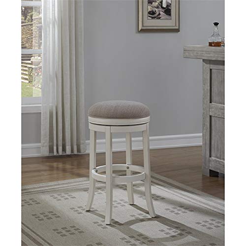 BOWERY HILL 30" Backless Bar Stool in Distressed Antique White - Diamond Home USA