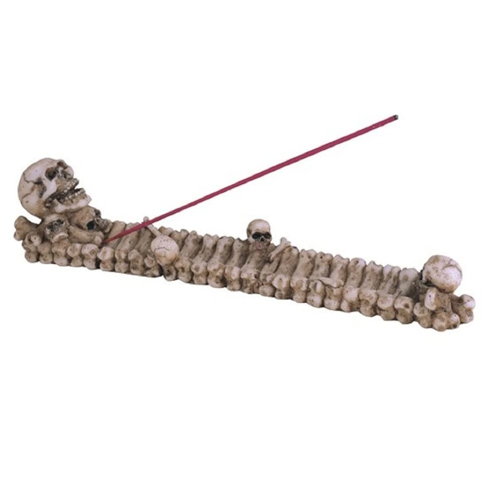 10" w Skull Incense Burner Sticks Holder Fantasy Decoration Figurine Multi Color