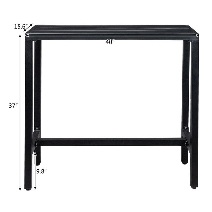 Outdoor Iron Bar Dining Table Black Rectangular Cast Metal Finish Weather - Diamond Home USA