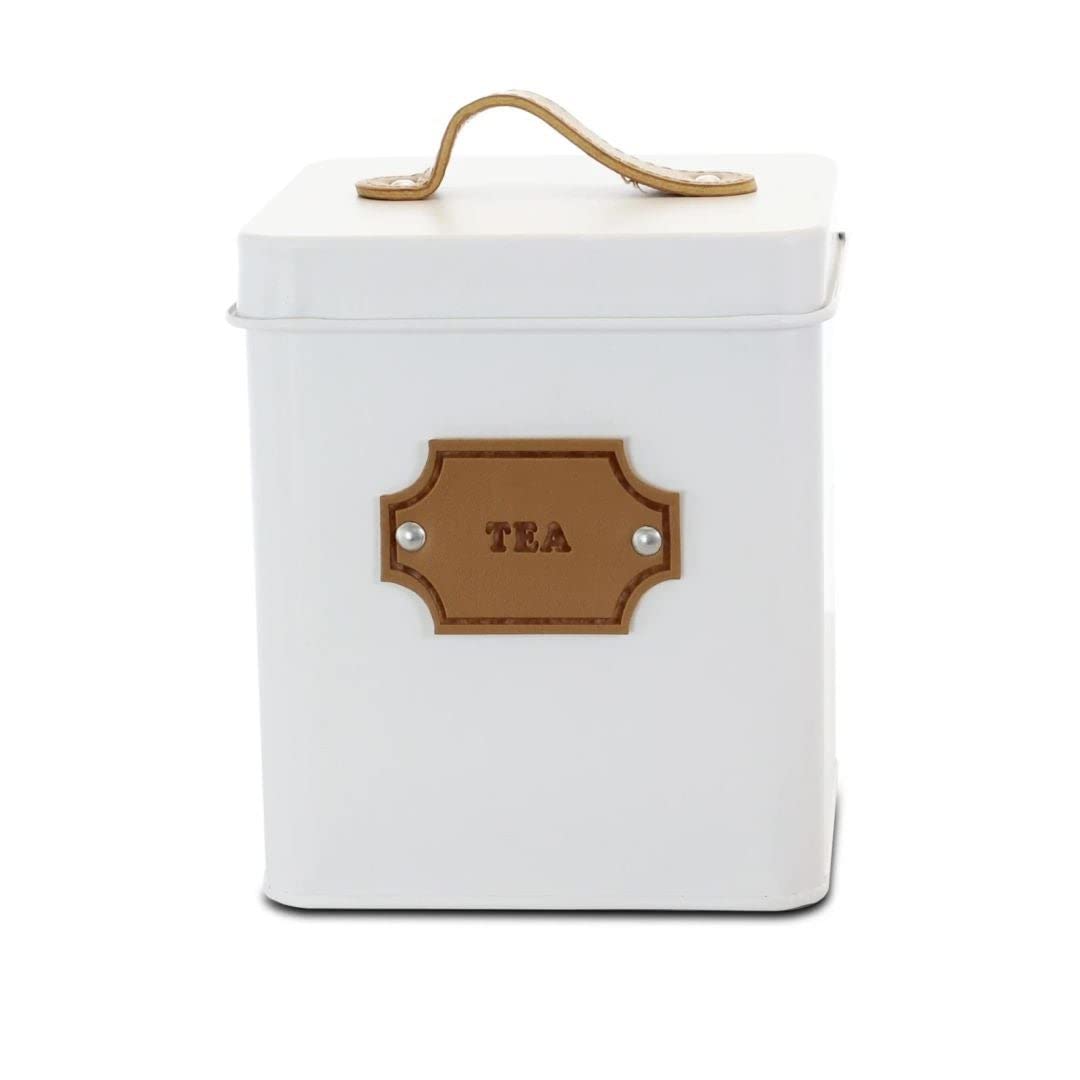 Kitchen Food Storage And Organization 5 Piece Canister Set In White Metal - Diamond Home USA