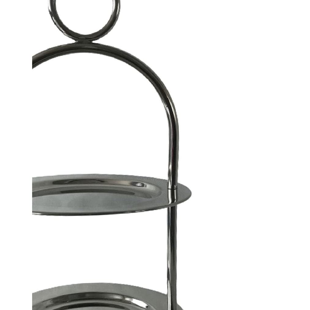 Silver Round 2 Tier Cake nd 7.5" Dia 13.5" H 7.75x7.75x13.5 Solid Classic - Diamond Home USA