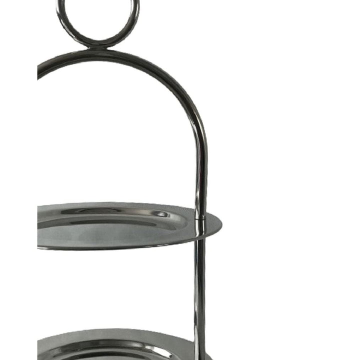 Silver Round 2 Tier Cake nd 7.5" Dia 13.5" H 7.75x7.75x13.5 Solid Classic - Diamond Home USA