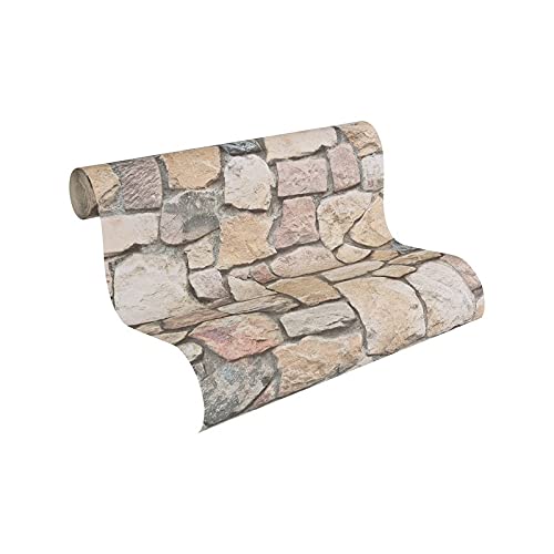 Neutral Natural Stone Wallpaper 20.9 X Grey Farmhouse Paper Washable Gray - Diamond Home USA