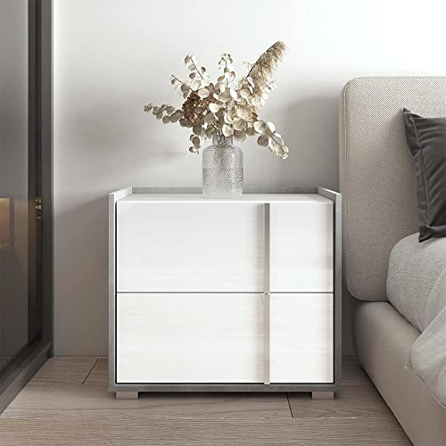 Sky 25" Nightstand White Mid-Century Modern Contemporary MDF Glossy Matte - Diamond Home USA