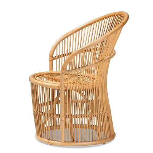Modern Bohemian Natural Brown Rattan Accent Chair Eclectic Handmade - Diamond Home USA