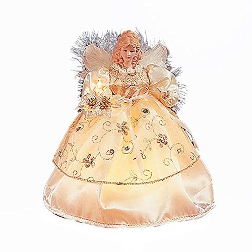 10-Light 9-inch Ivory and Gold Angel Treetop Off/White Plastic - Diamond Home USA