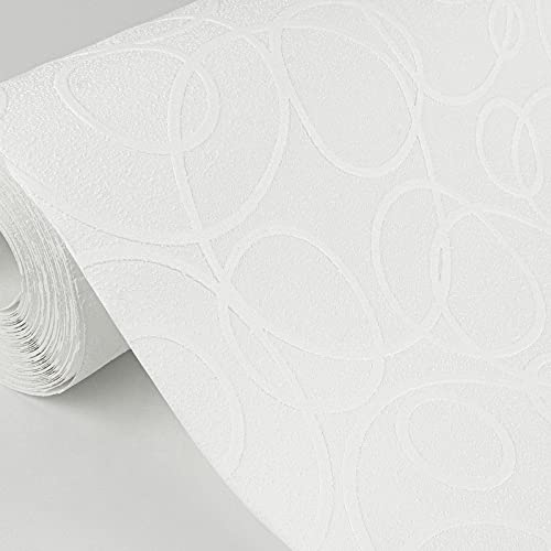 White Circles Paintable Wallpaper X 20.9in Geometric Vinyl - Diamond Home USA