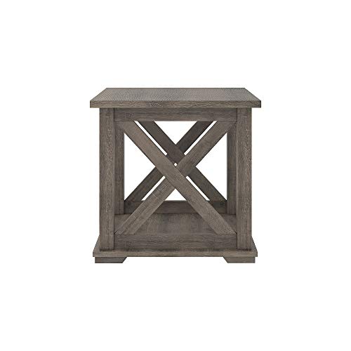 Bristle Ridge Grey Square End Table Modern Contemporary Wood Distressed Lift Top - Diamond Home USA
