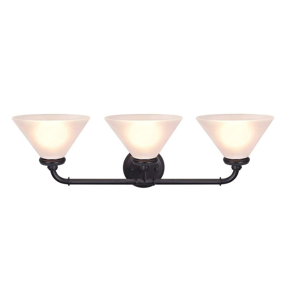 Three-Light Metal Bathroom Vanity Wall Light Fixture 6-1/2" Wide Oil Rubbed - Diamond Home USA