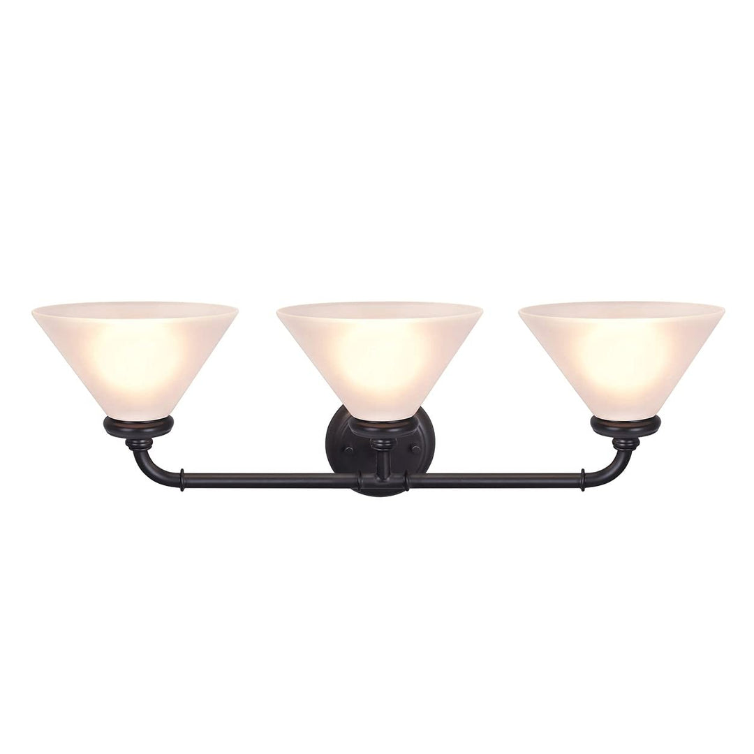 Three-Light Metal Bathroom Vanity Wall Light Fixture 6-1/2" Wide Oil Rubbed - Diamond Home USA
