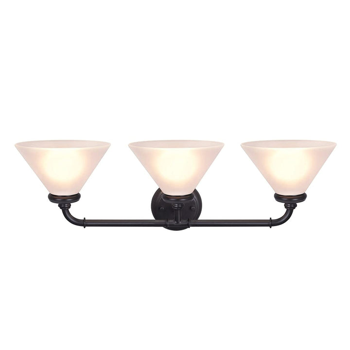 Three-Light Metal Bathroom Vanity Wall Light Fixture 6-1/2" Wide Oil Rubbed - Diamond Home USA