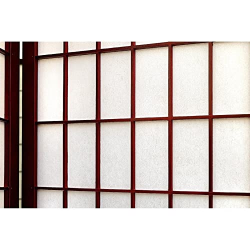 3 Panel Wood Framed Paper Screen (Mahogany) Brown Foldable - Diamond Home USA