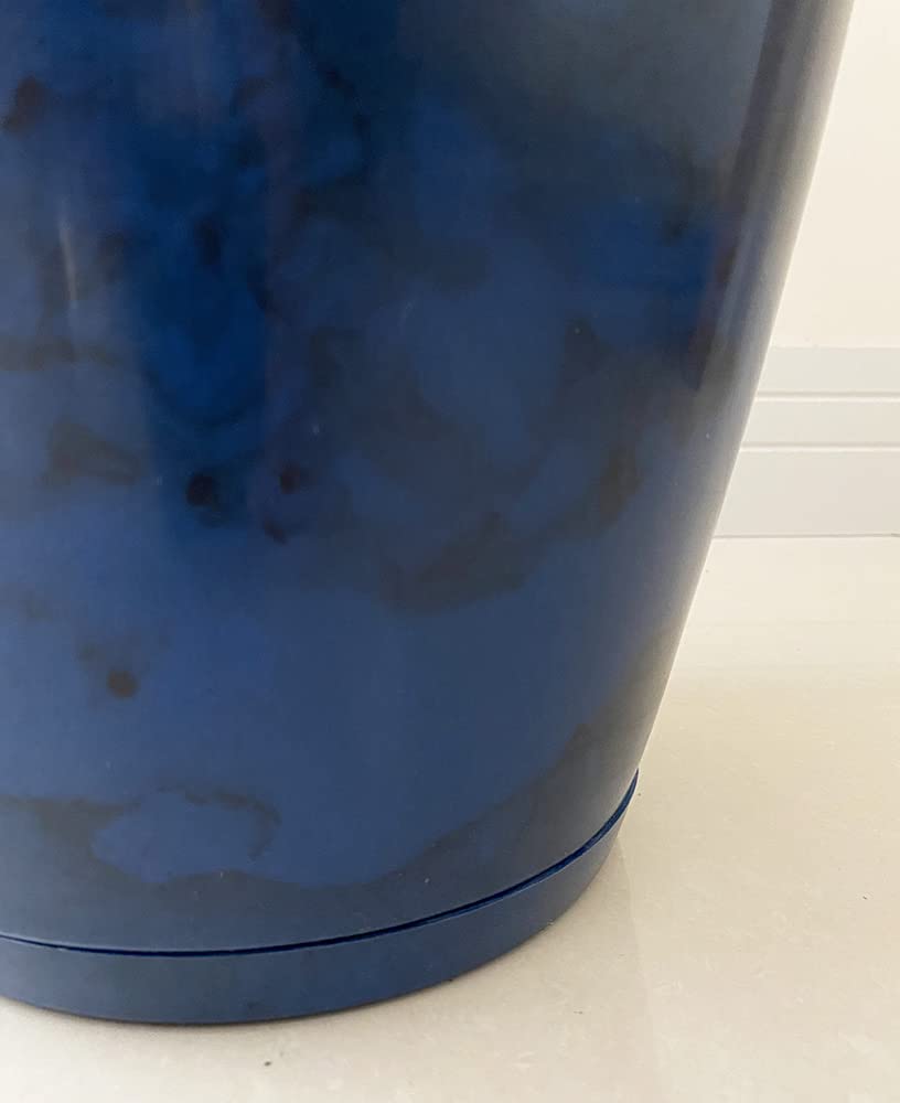 Resin Planter Indoor/Outdoor Drainage Hole and Saucer Amsterdan Floridis (XSmall Blue Marble Effect - Diamond Home USA