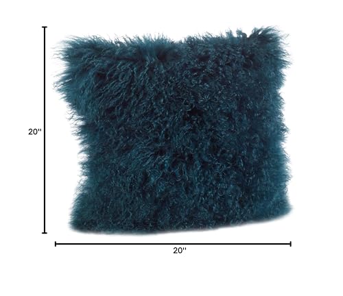SAO LIFESTYLE 100% Wool Mongolian Lamb Fur Throw Pillow with Poly Filling