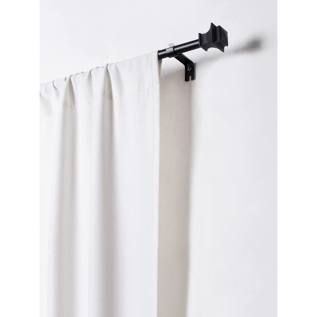 Window 2 Pack Single Curtain Rod With Square Finials Brackets Set 44" To 84" 5/8 - Diamond Home USA