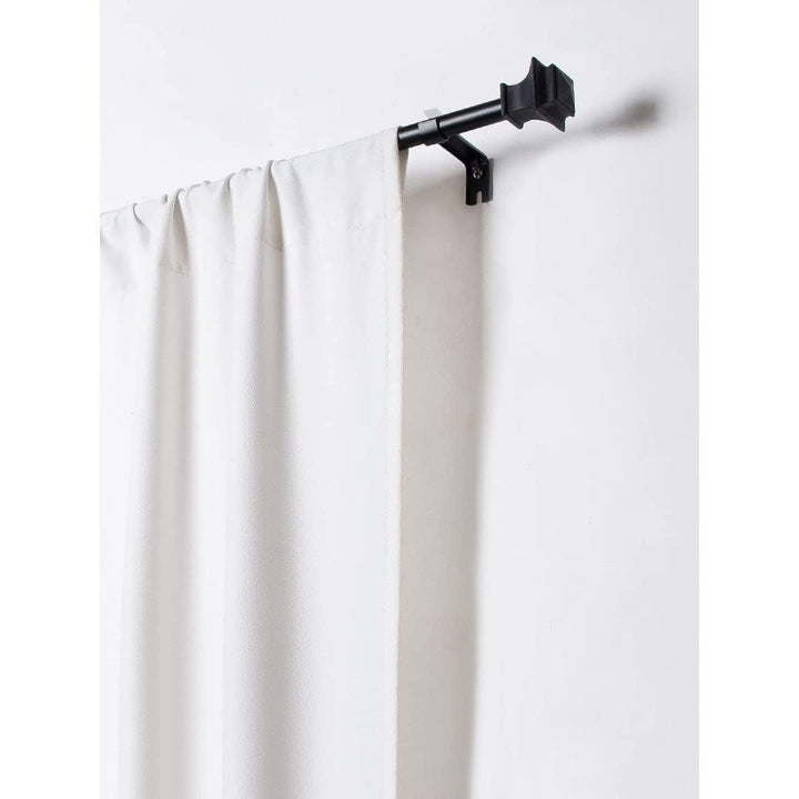 Window 2 Pack Single Curtain Rod With Square Finials Brackets Set 44" To 84" 5/8 - Diamond Home USA