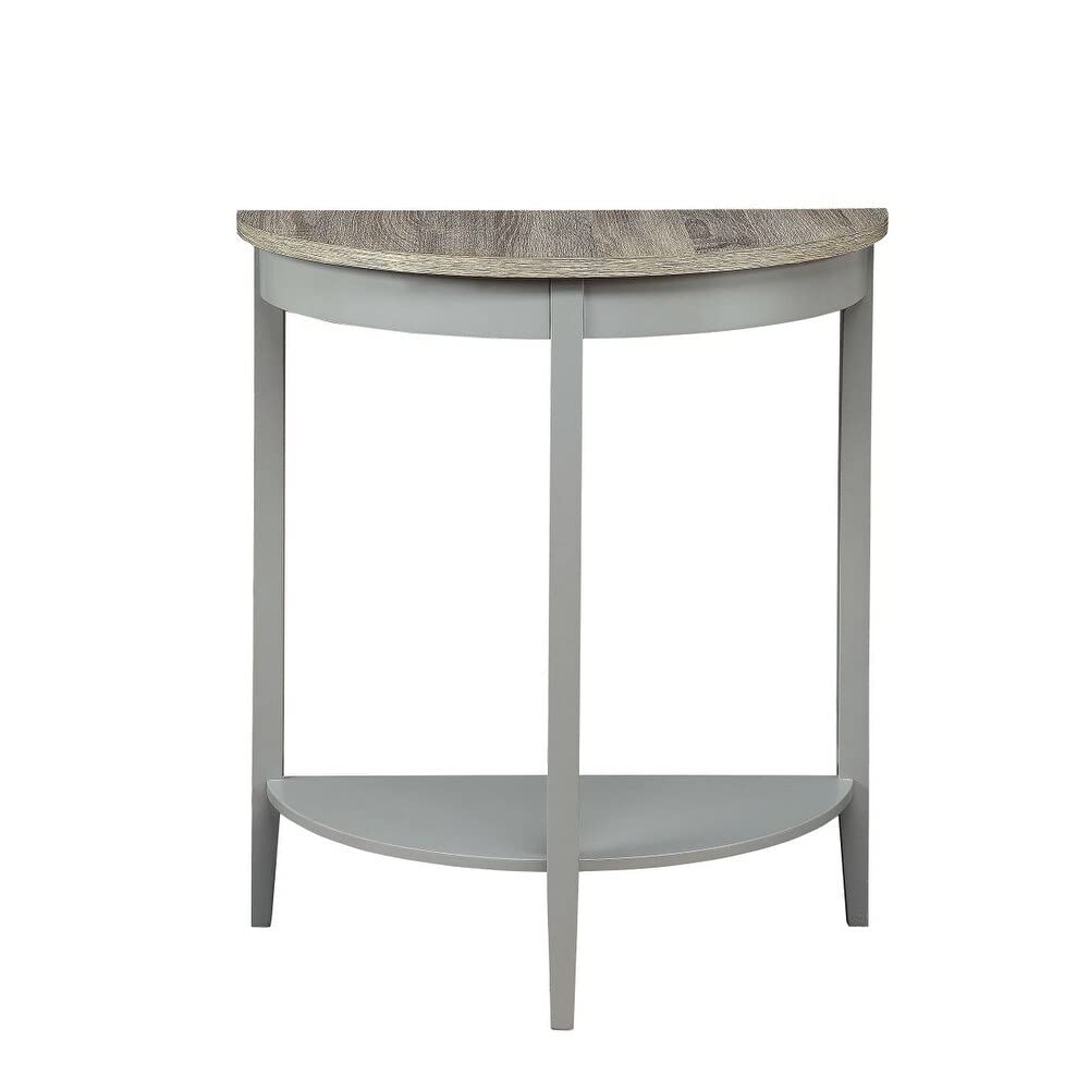 26 in. Gray Half Moon Wood Console Table with Storage Grey Modern Contemporary