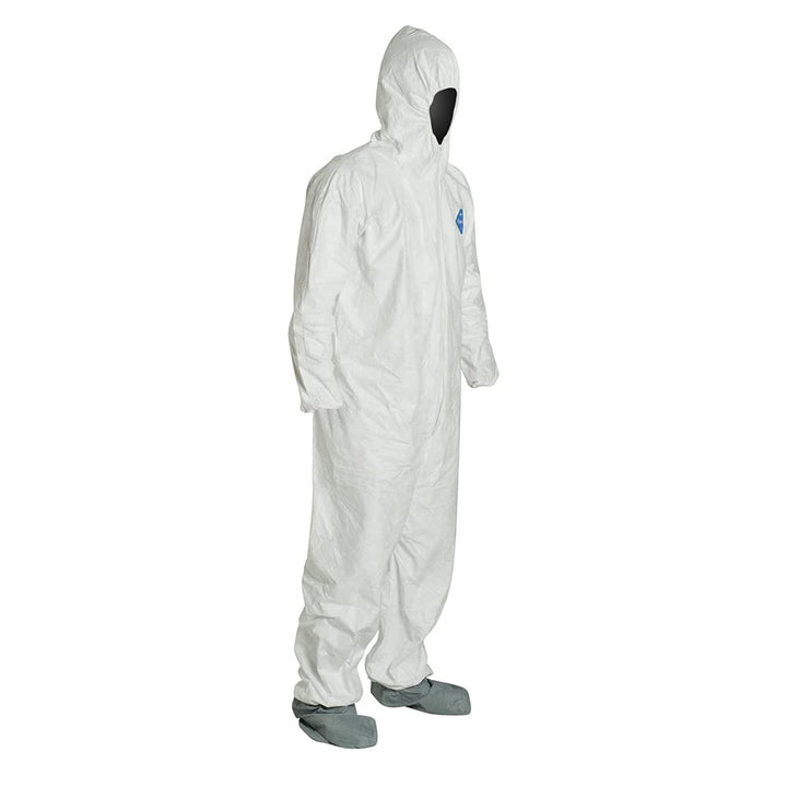 DuPont mens Hooded W/Elastic Wrists & Attached Boots Tyvek White X-Large US - Diamond Home USA