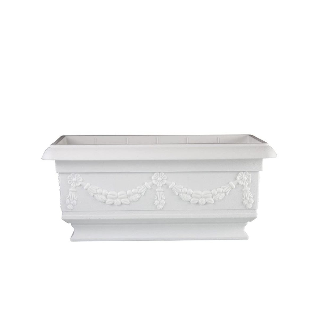 White Rectangular Pedestal Planter Plastic