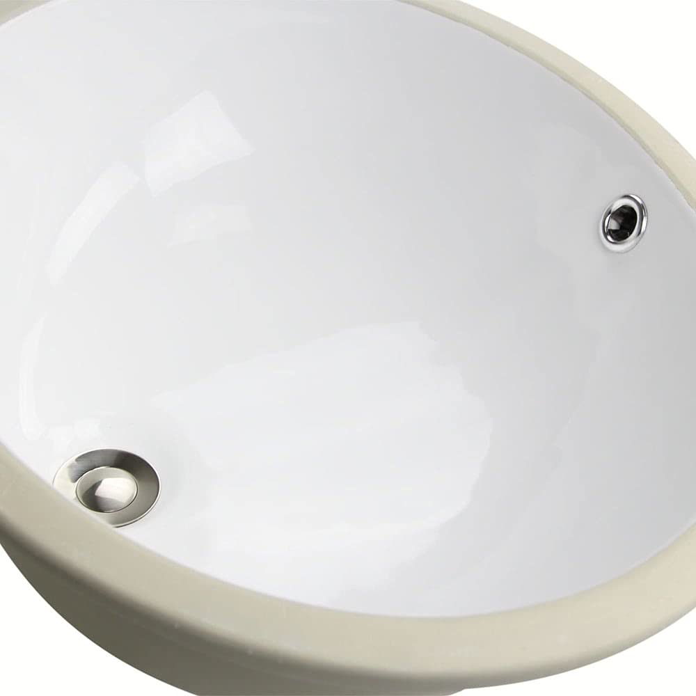 Oval White 17x14-inch Undermount Vanity Sink Ceramic Porcelain Glossy Includes - Diamond Home USA
