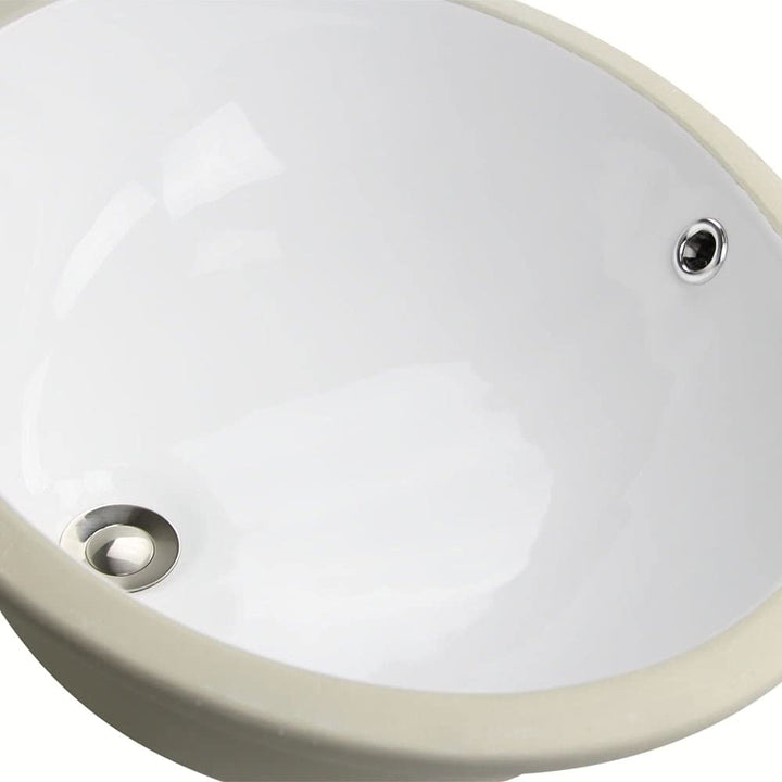 Oval White 17x14-inch Undermount Vanity Sink Ceramic Porcelain Glossy Includes - Diamond Home USA