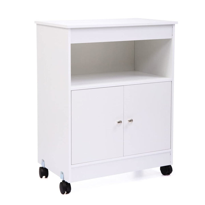 White Microwave Storage Cabinet with Universal Wheel 24 * 14.6 * 30.8 Modern - Diamond Home USA