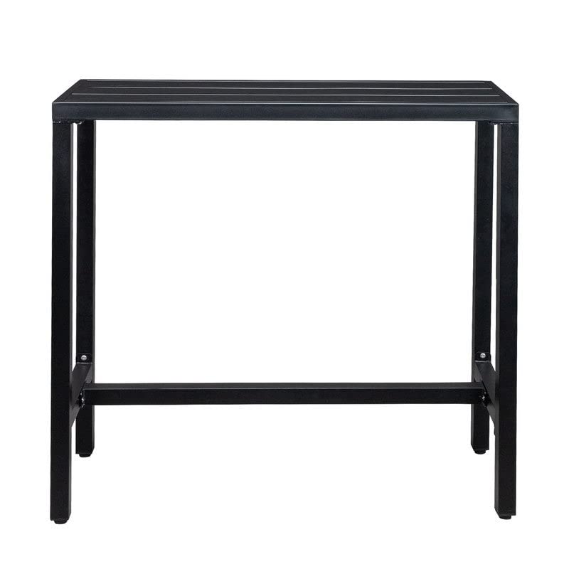 Outdoor Iron Bar Dining Table Black Rectangular Cast Metal Finish Weather - Diamond Home USA