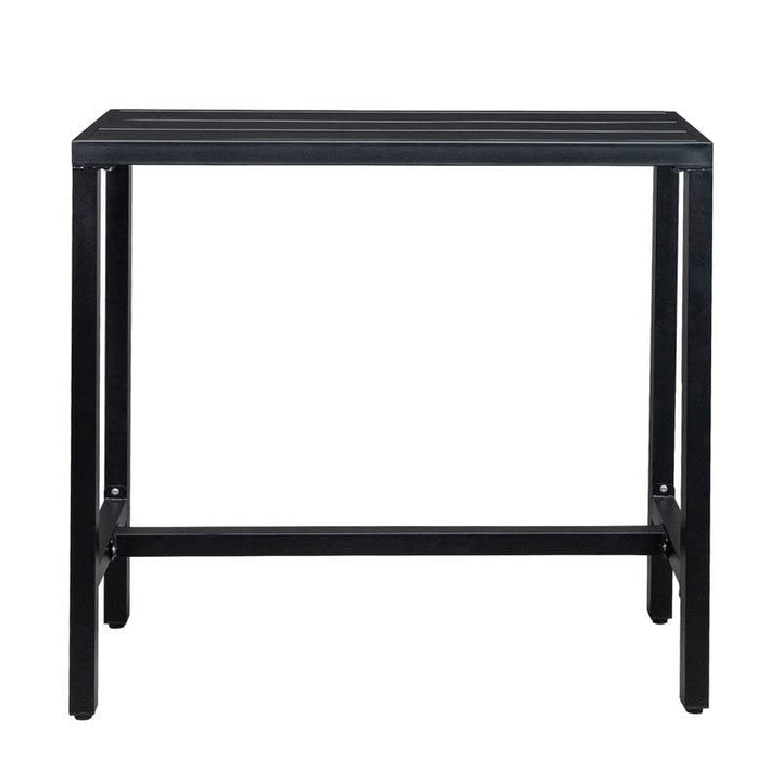 Outdoor Iron Bar Dining Table Black Rectangular Cast Metal Finish Weather - Diamond Home USA