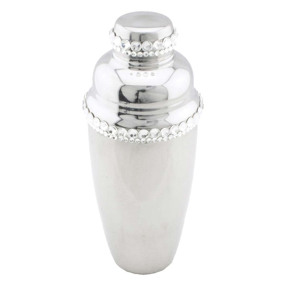 Rhinestone Cocktail Shaker Silver Stainless Steel 1 Piece Medium - Diamond Home USA