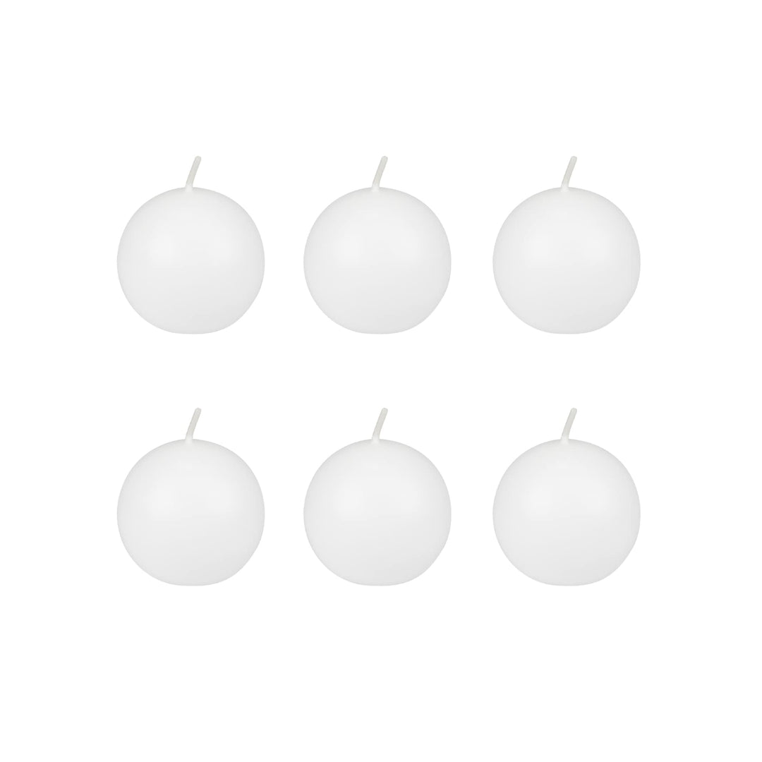 Zest Candle CBZ-014 6-Piece Ball Candles 3-Inch Whit White 6 Count