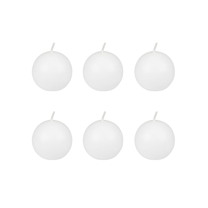 Zest Candle CBZ-014 6-Piece Ball Candles 3-Inch Whit White 6 Count