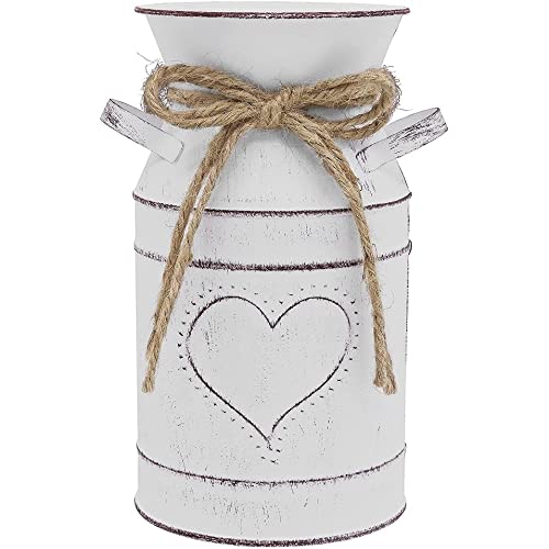 Vintage Vase Metal Flower Bucket Milk Jug Shabby Multi Color Ceramic