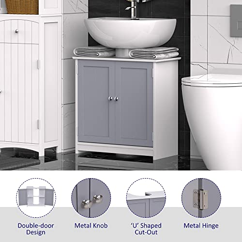 Vanity Base Cabinet Under-Sink Bathroom Storage with U-Shape Cut-Out White and - Diamond Home USA