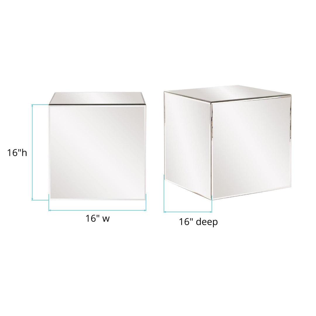Howard Elliott Mirrored Finish Clear Cube Table Centerpeice Showpeice Home Décor - Diamond Home USA