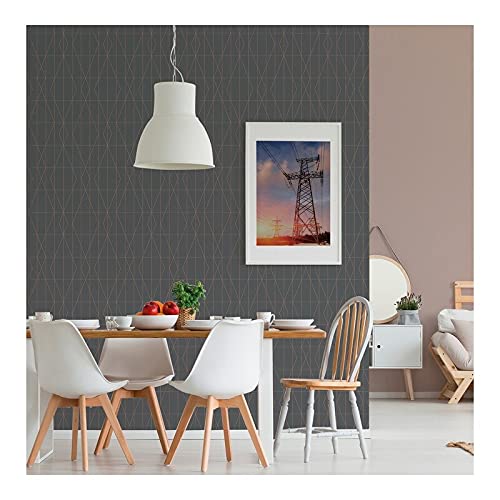 Charcoal Diamond Geo Wallpaper 20.5 X Black Geometric Modern Contemporary - Diamond Home USA