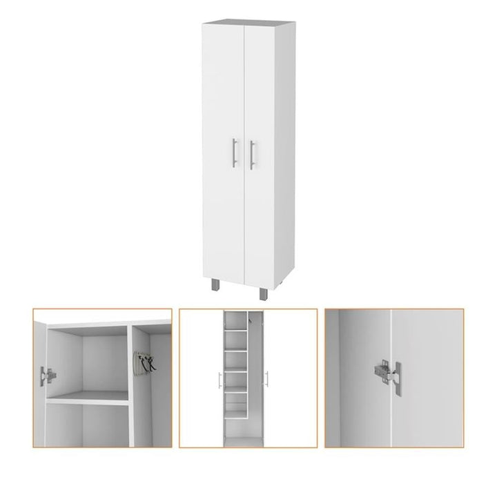 FM FURNITURE Norway Broom Closet Pantry Five Shelves White for Kitchen - Diamond Home USA