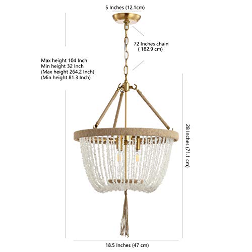 Safavieh PND4083A Cydney Bohemian Adjustable Stone Brown Rope Tassel 3-Light - Diamond Home USA