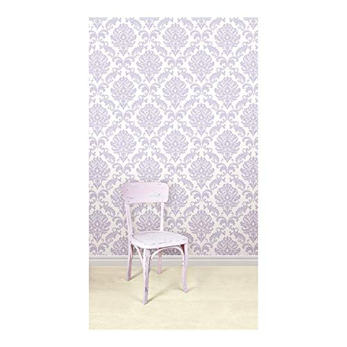 Purple Peel Stick Wallpaper X 20.5in Damask Vinyl Removable - Diamond Home USA