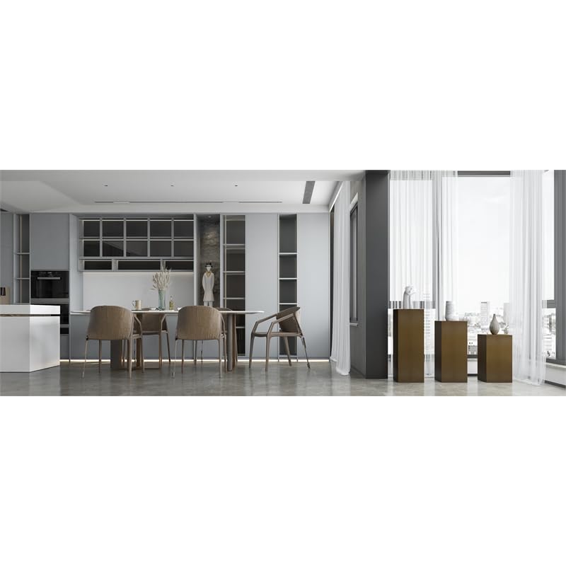 American Home Classic Miami Modern Metal Pedestals in Brushed Brass (Set of 3) - Diamond Home USA