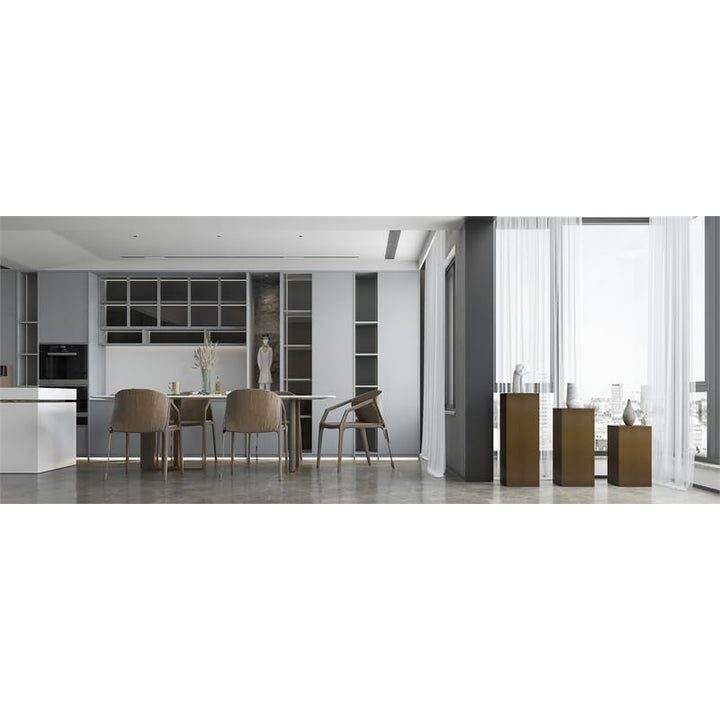 American Home Classic Miami Modern Metal Pedestals in Brushed Brass (Set of 3) - Diamond Home USA