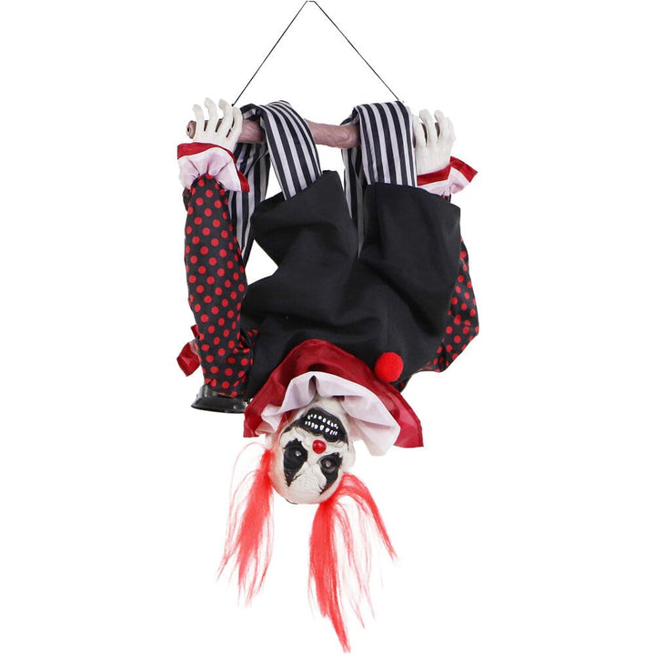 Haunted Hill Farm Upside-Down Talking Clown Animatronic with Trapeze Creepy - Diamond Home USA