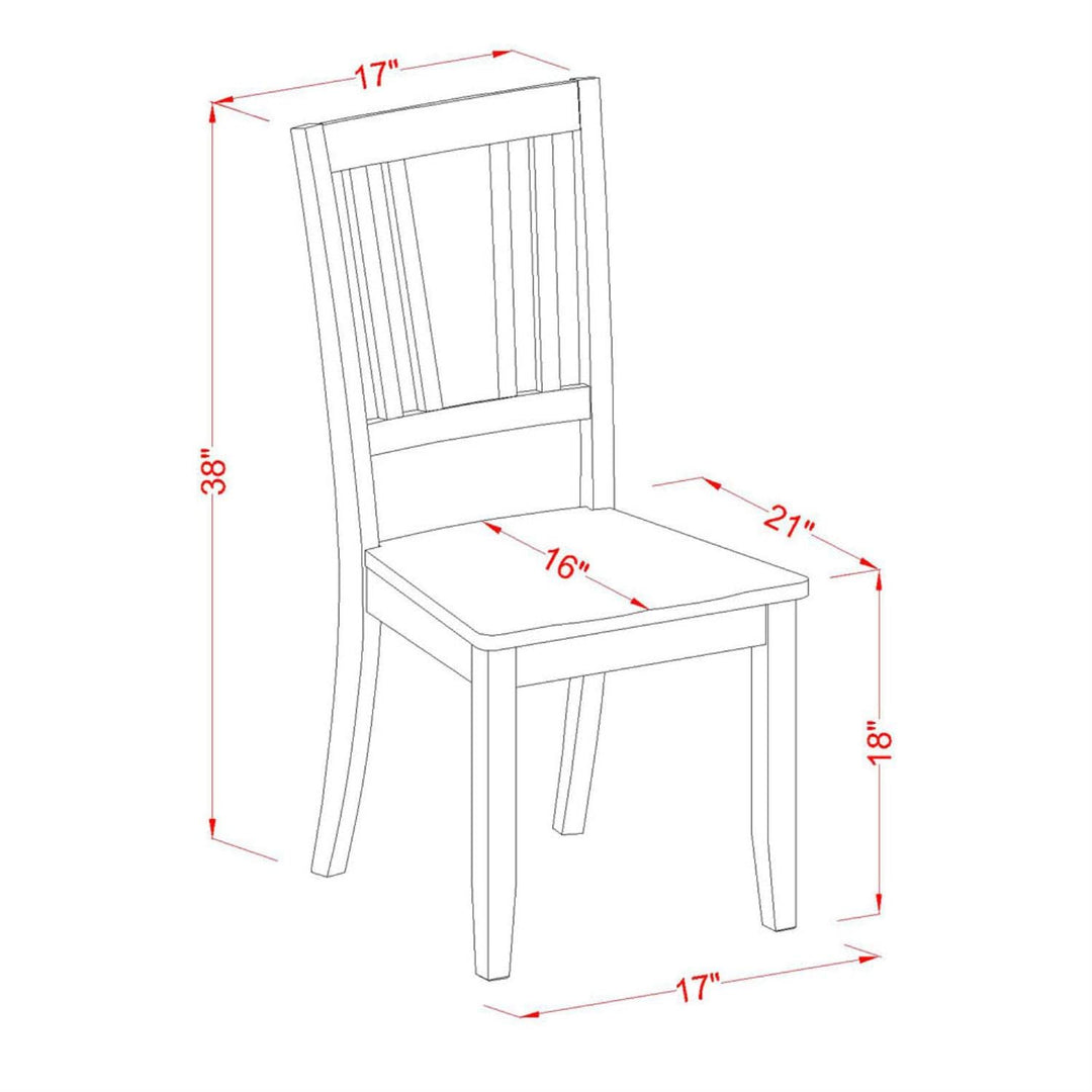 East West Furniture Dudley Dining Room Slat Back Wood Seat Chairs Set of 2 DUC-MAH-W - Diamond Home USA