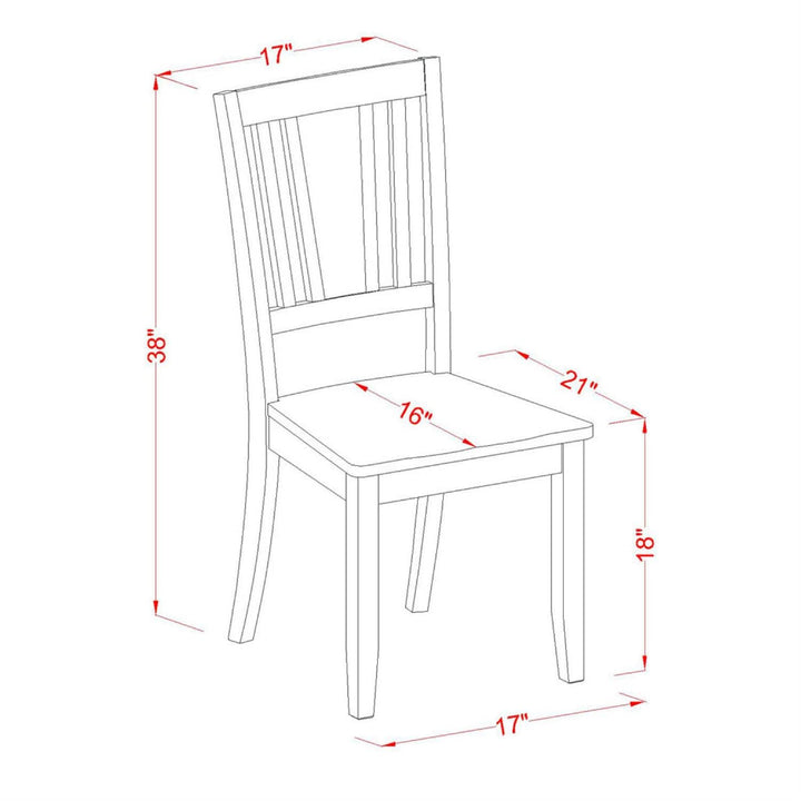 East West Furniture Dudley Dining Room Slat Back Wood Seat Chairs Set of 2 DUC-MAH-W - Diamond Home USA