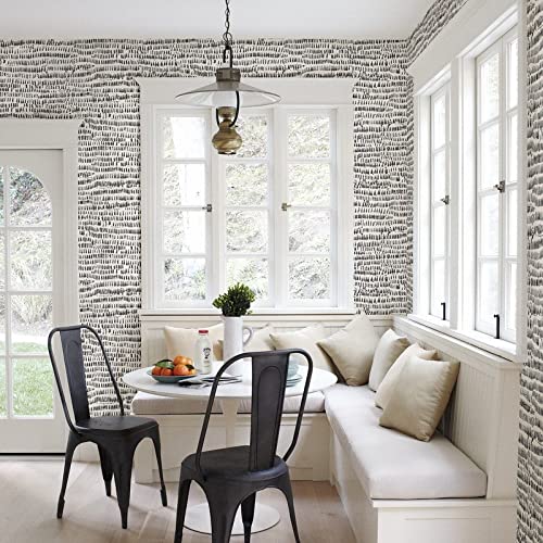 Black Brushstrokes Wallpaper 20.5in X Abstract Modern Contemporary Paper - Diamond Home USA