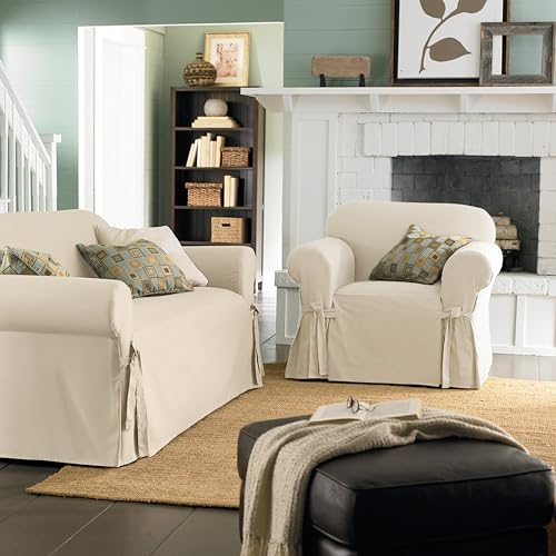 SureFit Heavyweight Cotton Duck T-Cushion a Slipcovers Heavyweight Cotton Natural - Diamond Home USA