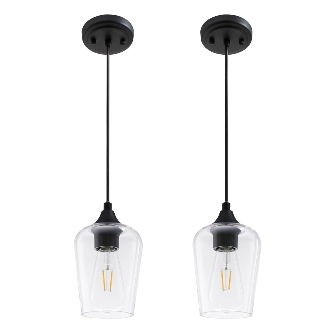 Modern Industrial Mini Lights with Adjustable Height Set of 2 Black Contemporary - Diamond Home USA