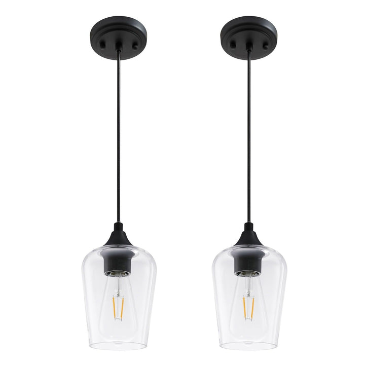 Modern Industrial Mini Lights with Adjustable Height Set of 2 Black Contemporary - Diamond Home USA